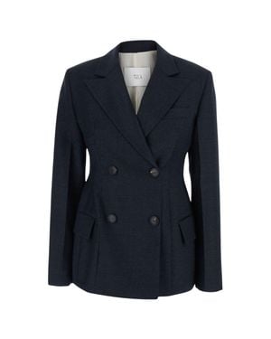 Tela Florence Double-Breasted Wool Blazer - Blue