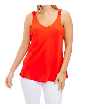 FRANK LYMAN Pleated Strap Top - Red