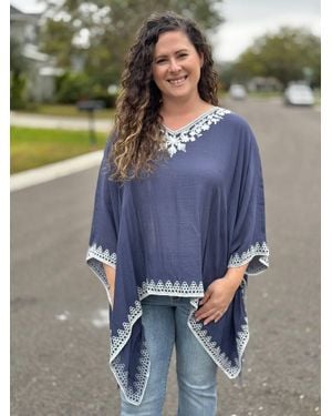 Coco + Carmen Amaryllis Poncho Top - Blue