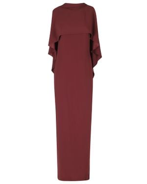 Alberta Ferretti Enver Satin Pleated Belted Viscose Dress - Red