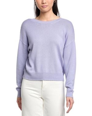 St. John Back Deep-V Cashmere-Blend Sweater - Blue