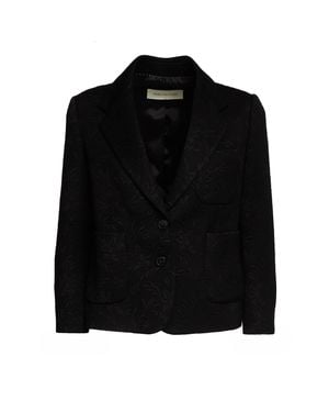 Dries Van Noten Bamis Floral Jacquard Single Breasted Blazer - Black