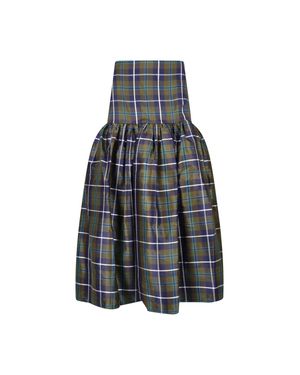 Paloma Wool High-Waisted Plaid Skirt With Voluminous Silhouette - Blue