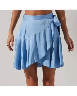 Astr Ellery Ruffle Mini Skirt - Blue