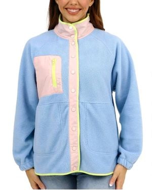 Grace and Lace Colorblock Fleece Jacket - Blue