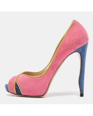 Nicholas Kirkwood Suede And Leather Crisscross Peep Toe Pumps - Pink