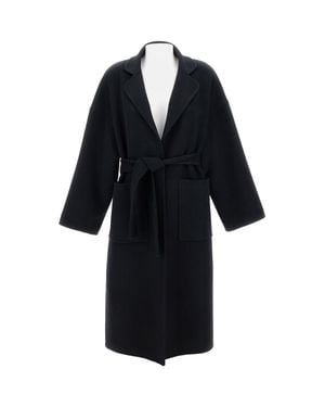 Aftercoat Long Wool Blend Coat With Relaxed Fit - Black