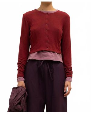 Leset Lauren Cropped Cardigan - Red