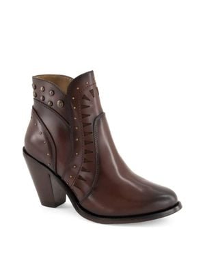 Forastero Block Heel Leather Boots - Brown