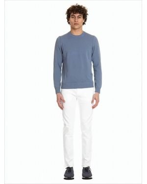 Drumohr Cotton Fine 5 Crewneck Sweater - Blue