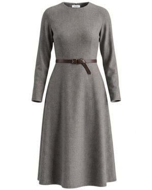 Gran Sasso Flannel Midi Dress - Gray