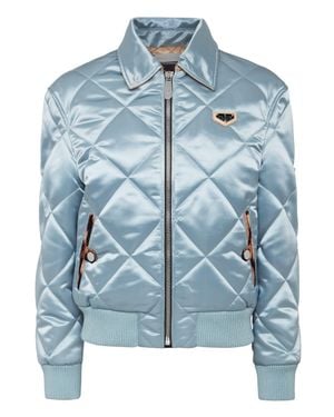 Philipp Plein Nylon Quilted Bomber Iconic Plein - Blue