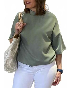 Ariella Drawstring Short Sleeve Top - Gray