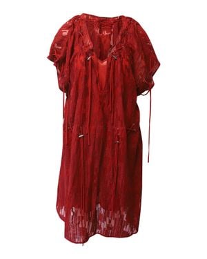 IRO Lace-Up Midi Dress - Red