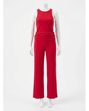 Z Supply Essential Fold Over Pants - Red