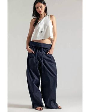 Free People Fisherman Drawcord Pull-On Pants - Blue