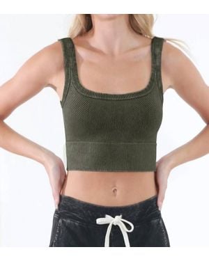 Nikibiki Wash Ribbed Cropped Top - Green
