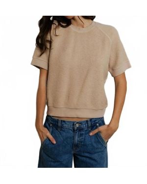 PERFECTWHITETEE Kennedy Reverse Fleece Short-Sleeve Crewneck Top - Blue