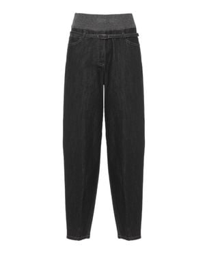 Panicale Belted Elastic Waist Cotton Chino Pants Pants - Black