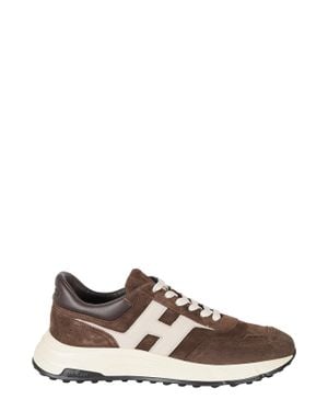 Hogan Hyperlight Suede Rubber Sole Leather Sneakers - Brown