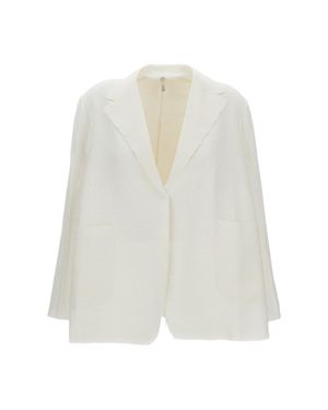 Boboutic Open Front Cotton-Linen-Silk Jacket - White