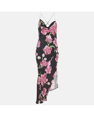 Haney Floral Print Silk Cowl Neck Slip Dress - Purple
