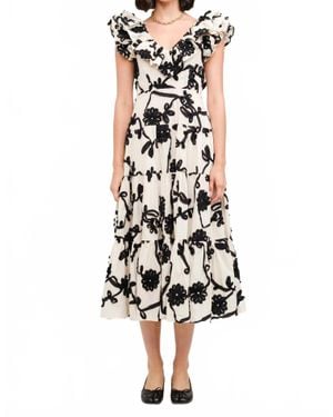 SOFIA The Label Bobbie Embroidery Midi Dress - White