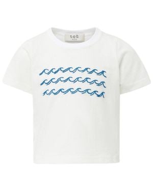 Sea Winn Wave Embroidered T-Shirt - White