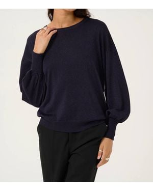 Kaffe Karegina Metallic Knit Pullover Sweater - Blue