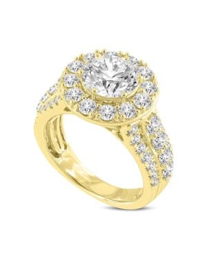 LuvMyJewelry Aline 14K Round Cut Lab Grown Round Diamond Halo Engagement Ring - Metallic
