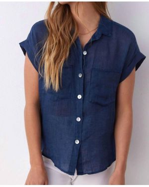 Bella Dahl Linen Two Pocket Short Sleeve Shirt - Blue
