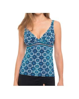Gottex D-Cup V-Neck Tankini Top - Blue