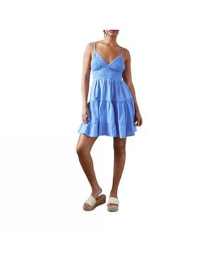 Blanco BY NATURE Serena Tie Back Crochet Dress - Blue
