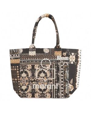 Isabel Marant Logo Detail Print Cotton Tote Bag - Black