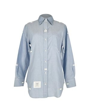 Thom Browne Button-Down Embroidered Shirt - Blue