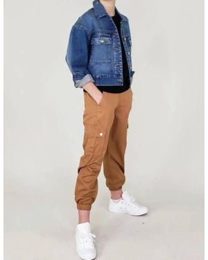 Tractr Girl's Cargo Twill Jogger Pants - Blue