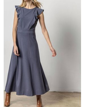 Lilla P Odyssey Flounce Trim Maxi Dress - Blue