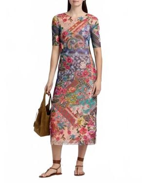 Johnny Was Astrid Mesh Midi Dress - Red