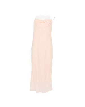 Mugler Backless Cowl Neck Layered Dress - White