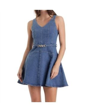 Karina Grimaldi Lola Stretch Denim Mini Dress - Blue
