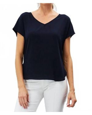 Lola & Sophie Hybrid Drop Shoulder V-Neck T-Shirt - Blue