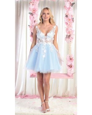 TRUEDAMES Floral Party Cocktail Dress - White
