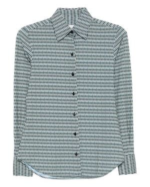 Xacus Geometric Patterned Long Sleeve Shirt With Classic Collar - Blue