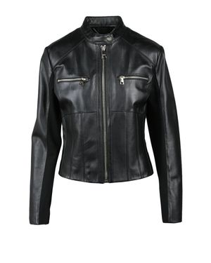 Liu Jo Cropped Zip-Detail Leather Leather Jacket - Black