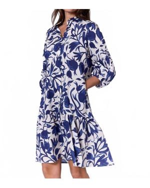 0039 Italy Mila Ruffled Skirt Mini Dress - Blue
