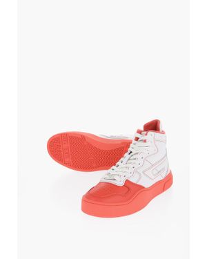 DIESEL High-Top Sneakers S-Ukiyo Two-Tone With Visible Stitching - Red