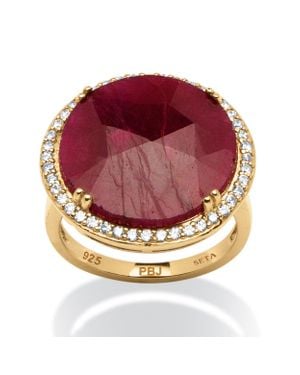 Palmbeach Jewelry 14.35 Tcw Round Genuine Ruby And Cz Ring - Red