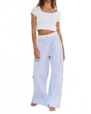 Bucketlist Striped Seersucker Double Banded Boxer Pants - Blue