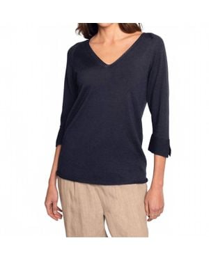Celtic & Co. Fine Knit Merino V-Neck Sweater - Blue
