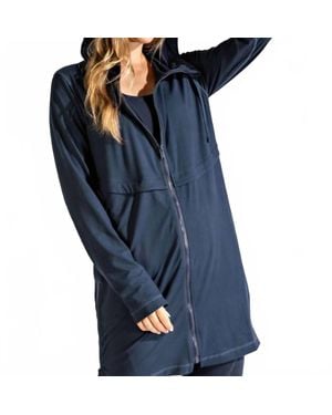 Rae Mode Long Hooded Active Jacket - Blue